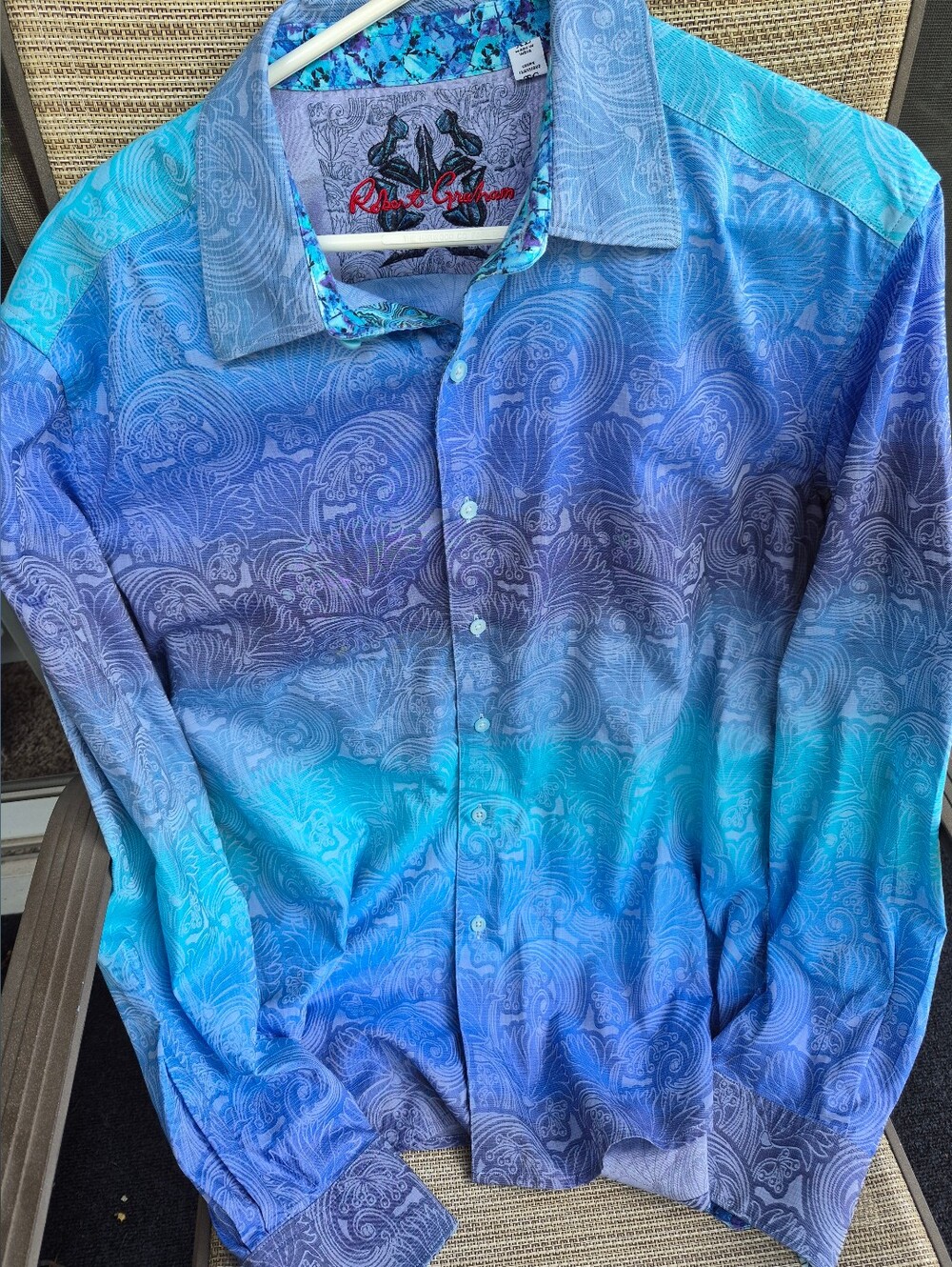 Robert Graham Teal and Blue Ombre Paisley Button-Up